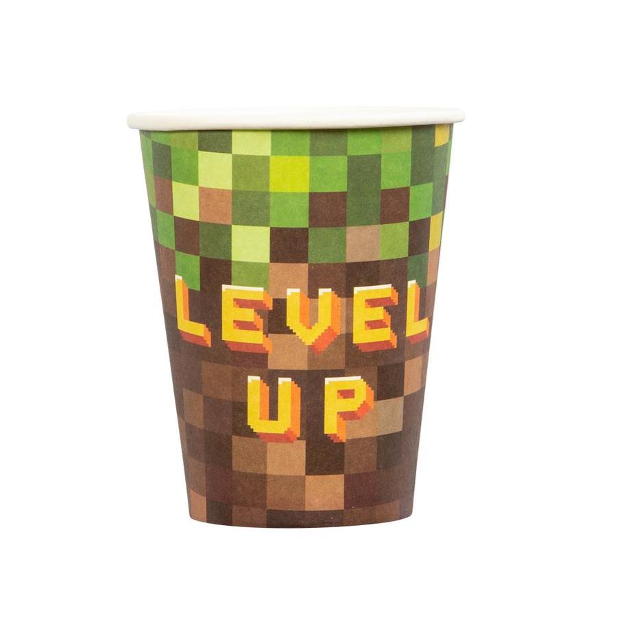 Kalaspaket Tema Pixel Level Up 8-Pack | Muggar, Tallrikar & Servetter