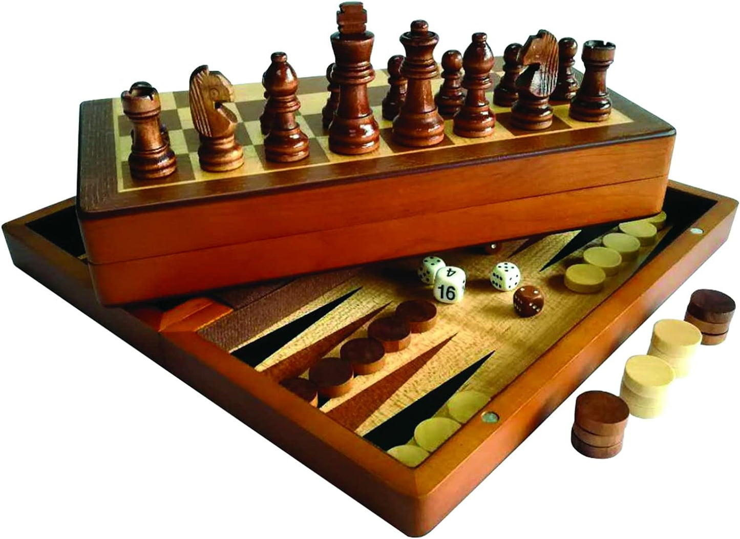 Klassiska spel 3-i-1 set Chack-Backgammon-Checkers