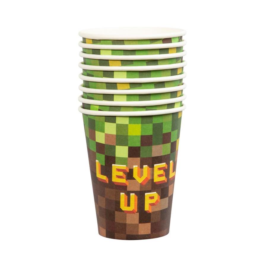 Pappersmugg Pixel Level Up 8-Pack