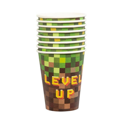 Pappersmugg Pixel Level Up 8-Pack