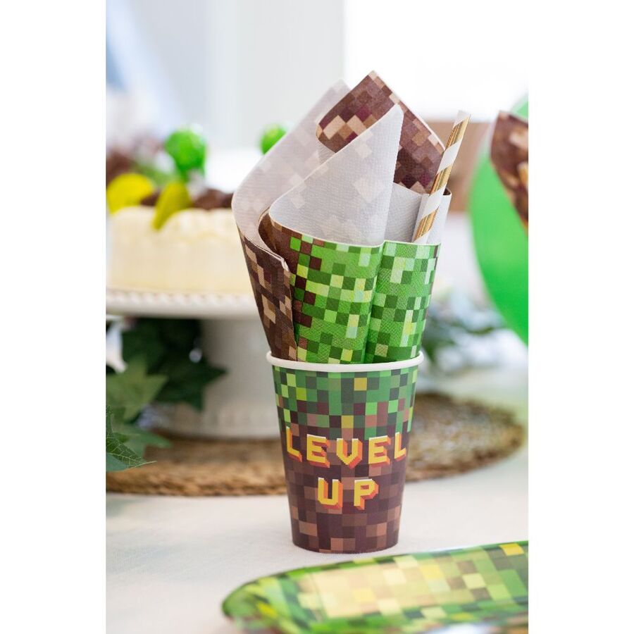 Pappersmugg Pixel Level Up 8-Pack
