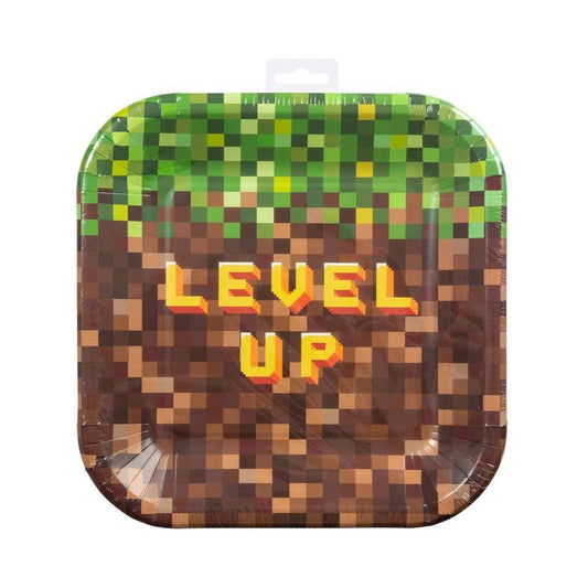 Papperstallrik Pixel Level Up 23 cm 8-Pack